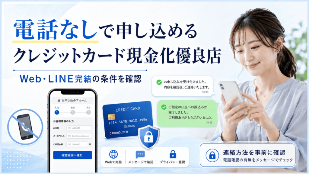 電話なしで申し込めるクレジットカード現金化優良店